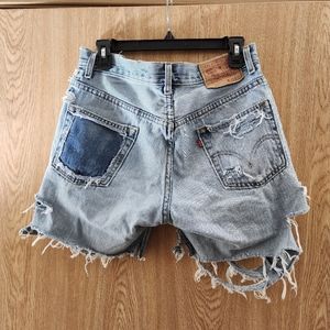 Levis 505 Custom Distressed Denim Short